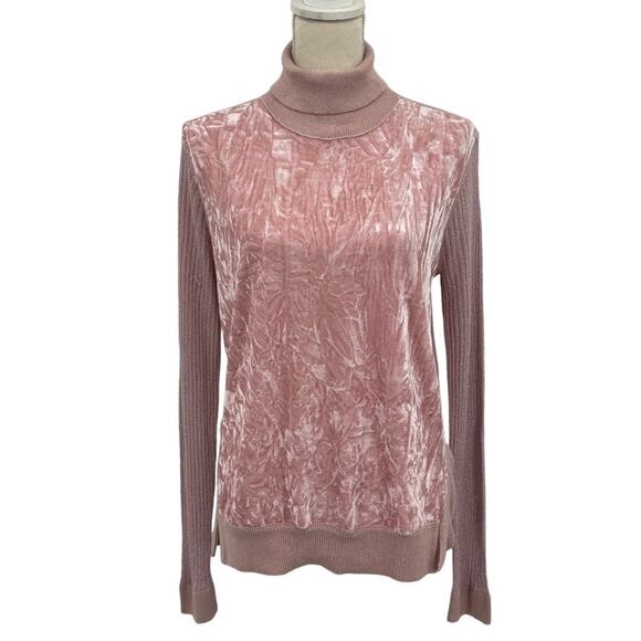Juicy Couture Women's Peach Metallic Turtleneck Ribbed Knit Long-Sleeve Sweater - Picture 1 of 10